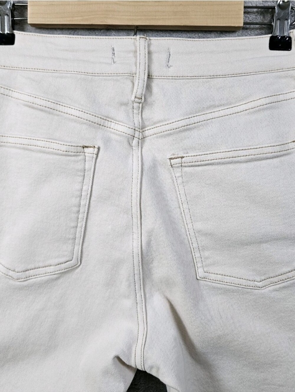 Free People We The Free Tea High Rise Skinny Jeans Cream Ivory Raw Hem 31 - Picture 12 of 14